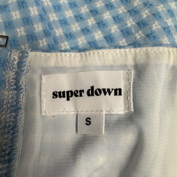 NWT REVOLVE SUPERDOWN Remi Puff Sleeve Top Light Blue Gingham S - Picture 8 of 9